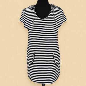 Soma Black White Stripe Hooded Tunic Medium